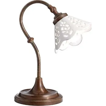 Lampička Il Fanale 065.52.OC Fior di Pizzo, lampička v rustikálním stylu z antické mosazi a keramiky, 1x10W LED E14, výška 29,5cm