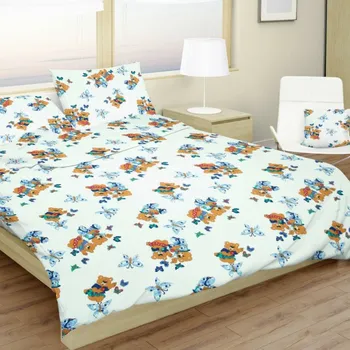 Povlečení Povlečení bavlněné dětské Medvídci bílé TiaHome 1x Polštář 90x70cm, 1x Přikrývka 140x200cm