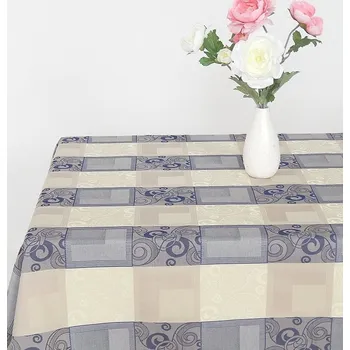 ubrus HEDVA ČESKÝ BROKÁT Ubrus Obreaska KRUCÁNKY modrá/hnědá Rozměr ubrusu: standard 120x140