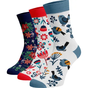 Dámské ponožky Zvýhodněný set 3 párů vysokých veselých ponožek - Tradiční folklor Bavlna 35-38