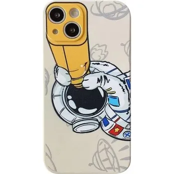 Kryt z měkkého plastu astronaut ve vesmíru pro iPhone 12 Pro - béžový