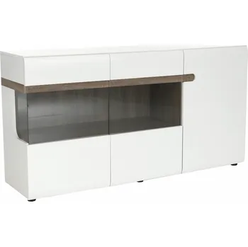 Komoda Komoda, bílá extra vysoký lesk HG/dub sonoma tmavý truflový, LYNATET TYP 42