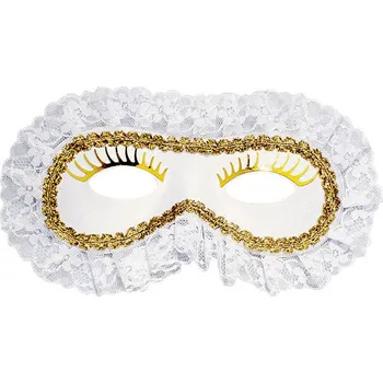 Volný čas Škraboška Benátky s krajkou bílá