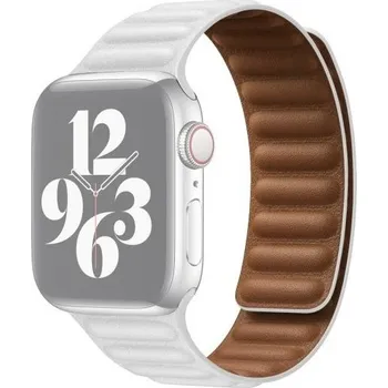 Řemínek na hodinky Řemínek kožený tah pro Apple Watch 42mm / 41mm / 40mm / 38mm - bílý