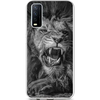 Pouzdro na mobilní telefon Kryt Vivo Y11s silikon Černobílý lev (obal neboli pouzdro na Vivo Y11s)