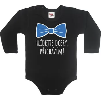 Kojenecký body Dětské body Hlídejte dcery, Barva Černá, Velikost 74 / 6-9m, Canvas Dětské body Bezvatriko.cz 0484 - DTF/DTG