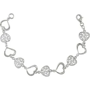 Náramek Stříbrný náramek s filigránovými srdíčky délka náramku 18cm