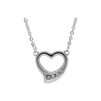 Řetízek Doria Náhrdelník z oceli SRDCE stříbrný I069