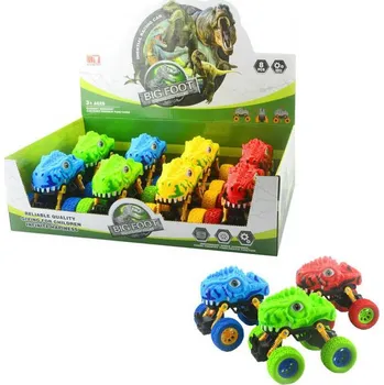 autodráha Auto off-road terénní Dino s očima velká kola na setrvačník 4 barvy plast