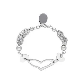 Náramek Doria Náramek stříbrný z oceli srdíčky L265