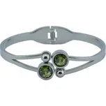 Doria Náramek stříbrný z oceli se zelenými krystaly