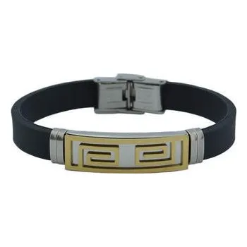 Náramek Doria Náramek černý z kaučuku a chirurgické oceli A032