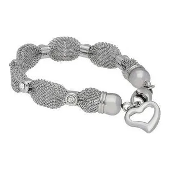 Náramek Doria Náramek stříbrný z oceli se srdcem HEART SILVER