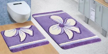 Bellatex Ultra koupelnové předložky 60 x 100 cm, 60 x 50 cm fialový květ
