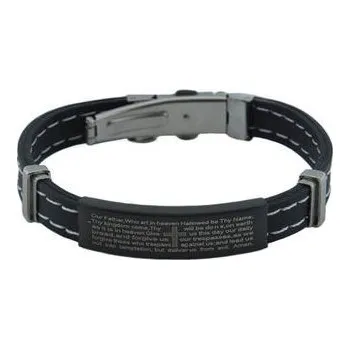 Náramek Doria Náramek černý z kaučuku a chirurgické oceli A030