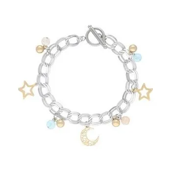 Náramek Doria Náramek stříbrný se zlatými přívěsky G623