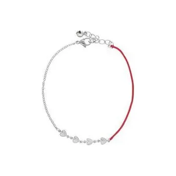 Náramek Doria Náramek na nohu ocel stříbrná s červenou šňůrkou