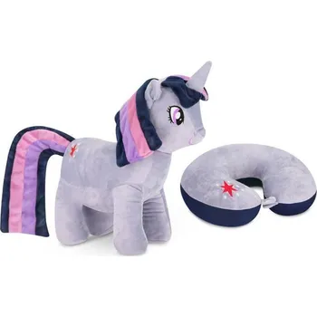 plyšák Spokey Sparkle 2v1 Dětský cestovní polštářek a plyšová hračka v jednom, jednorožec 30 cm
