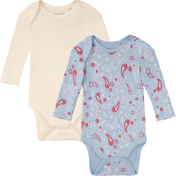 lupilu® Dívčí body s dlouhými rukávy BIO, 2 kusy (bílá/modrá, 62/68)