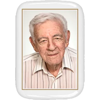 Smuteční dekorace Keramické foto na hrob, obdélník kulaté rohy, 8 x 11,5 cm, barevný, zlatá linka