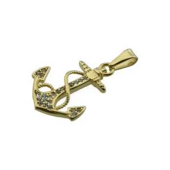 Přívěsek Doria Přívěsek stříbrný z oceli KOTVA s krystaly F071