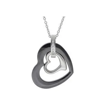 Řetízek Doria Řetízek z oceli SRDCE stříbrná / černá I307