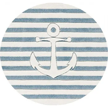 Koberec Livone Dětský koberec kulatý kotva modro-bílý 133cm