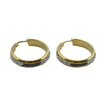 Náušnice Doria Náušnice kruhy zlaté z oceli s krystaly J344