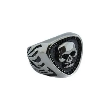 Prsten Doria Prsten z oceli stříbrný s lebkou M249 Velikosť: 62