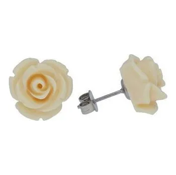 Náušnice Doria Náušnice ocel - keramické krémově bílé květy