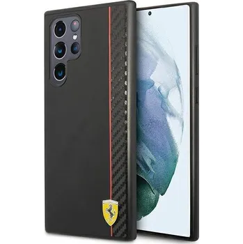 Pouzdro na mobilní telefon Ferrari Smooth and Carbon Effect pro Samsung Galaxy S22 Ultra černý