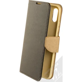 Pouzdro na mobilní telefon 1Mcz Fancy Book flipové pouzdro pro Xiaomi Redmi 9A, Redmi 9AT černá zlatá (black gold)