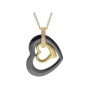 Řetízek Doria Řetízek z oceli SRDCE zlatá / černá I287