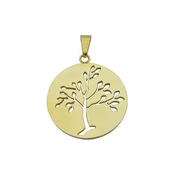 Přívěsek Doria Medailon zlatý z oceli STROM ŽIVOTA F336