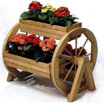 Květináč Dekorativní květináč s koly a 3 truhlíky, dřevěný DVV238