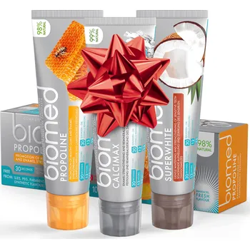 zubní pasta BIOMED TRIO 2+1 Calcimax+Propoline+Superwhite zubní pasta 3x100g