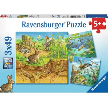 RAVENSBURGER Puzzle Zvířátka ve svých domovech 3x49 dílků
