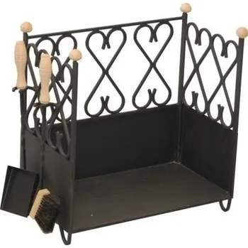 M&M Technika Koš na dřevo velký hranatý s nářadím II - černý