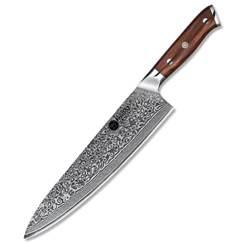 Kuchyňský nůž Šéfkuchařský nůž z damaškové oceli NAIFU 10" o celkové délce 38,5 cm