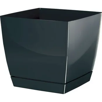 Květináč Coubi Square s miskou grafit, varianta 21 cm