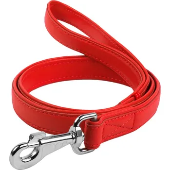 Vodítko pro psa WAU DOG Ploché kožené vodítko červené barvy 122cm Šířka: 18 mm