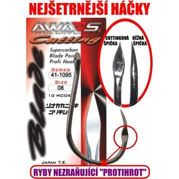 Rybářský háček Awa-S Háčky Cutting Blade 1095 (bezprotihrotu) Black Nickel 10ks - vel.6