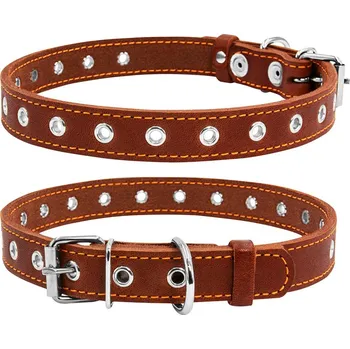 Obojek pro psa WAU DOG Kožený obojek nastavitelný hnědý Obvod krku:: max délka 69cm, šířka: 35mm