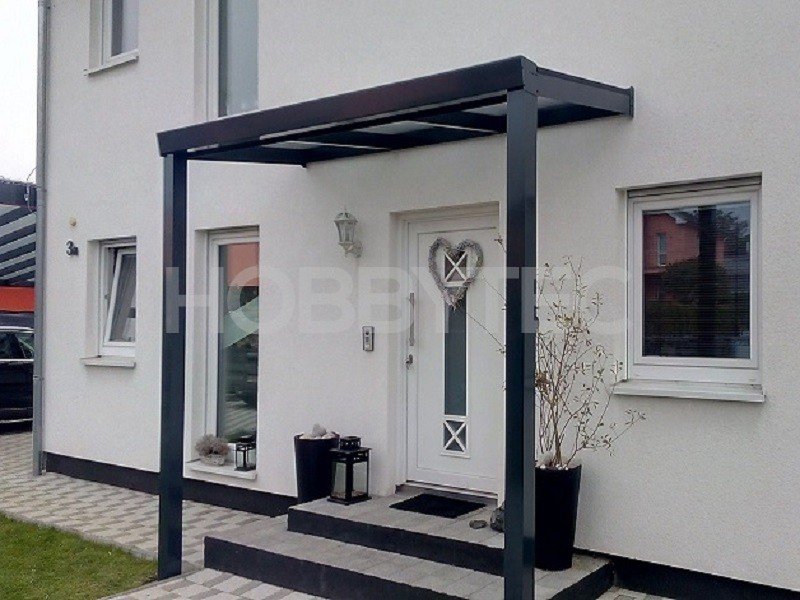 Hobbytec Aluminium Hliníková vchodová stříška MONARK se sloupy a bezpečnostním sklem