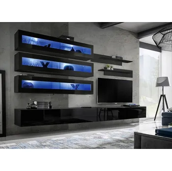 Obývací stěna Obývací Stěna Fly J+Sklo Černá Zz Fy J2