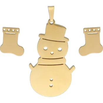 Souprava šperků Doria Set z oceli zlatý SNĚHULÁK S HOLÍNKY K429