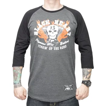 Pánské tričko BLACK HEART Triko s dlouhým rukávem Flathead LS šedá - M