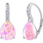 Stříbrné náušnice MIRAY s růžovým opálem LPS1545P