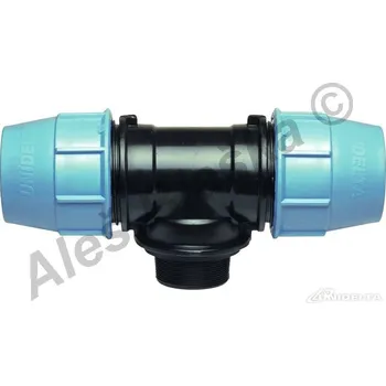 Fitinka UNIDELTA S.p.A. - Itálie | PE (PP-S) spojka T-kus s vnějším závitem na polyetylénové trubky (polyš) (svěrný plastový) - 20x3/4"x20 UNI1010