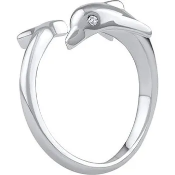 Prsten Stříbrný otevřený univerzální prsten Astel delfín s Brilliance Zirconia JJJ0004R
